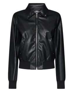 Black Jacket with Front Zip and Structured Collar