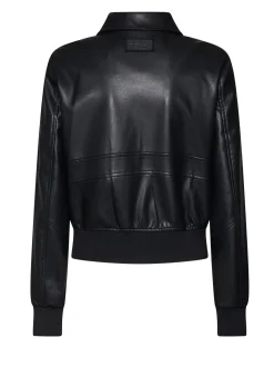 Black Jacket with Front Zip and Structured Collar