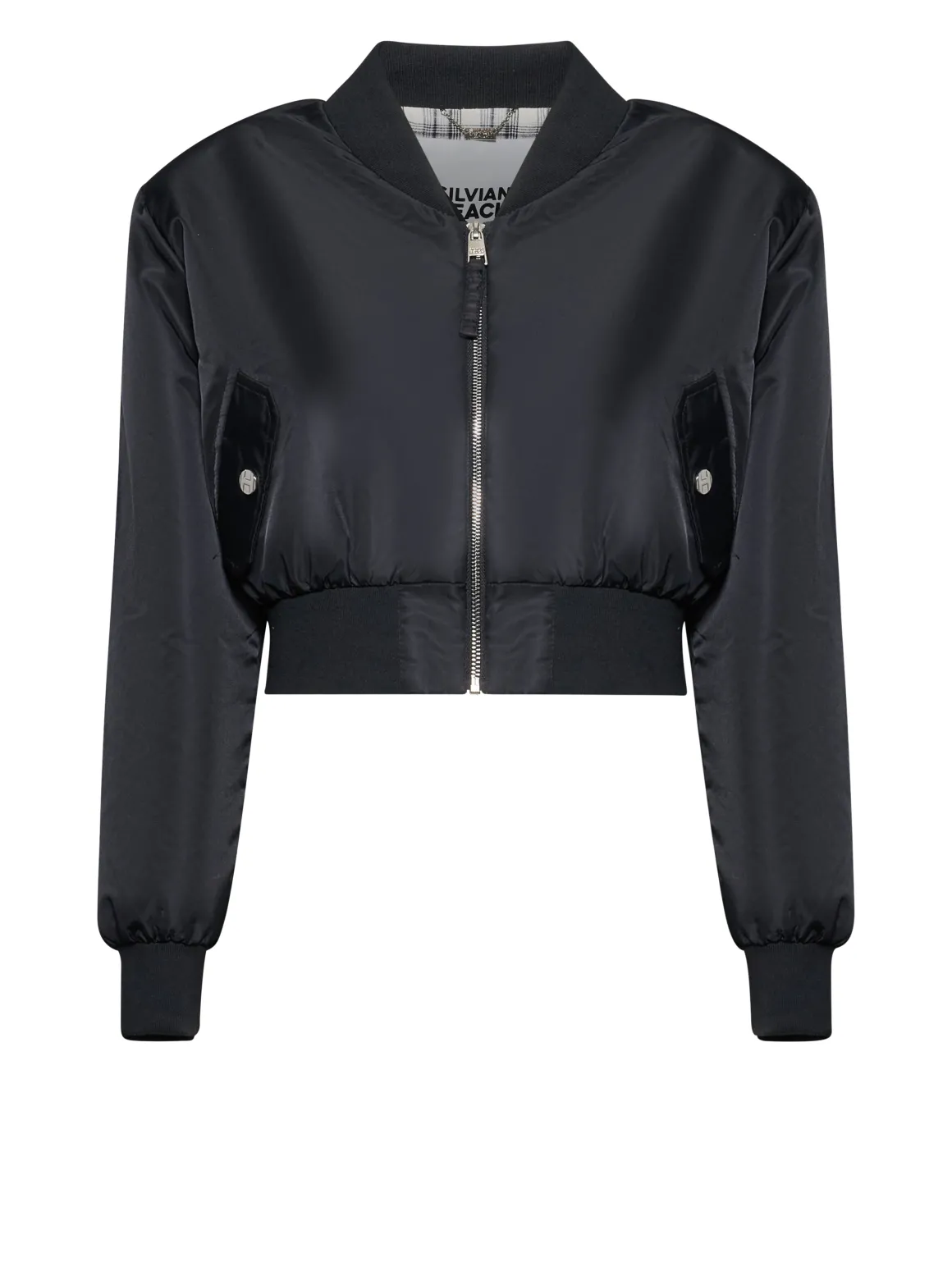 Black jacket with zip closure and essential details