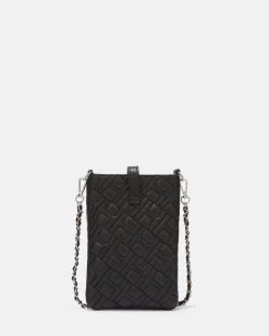 Black Quilted Mini Bag with Buckle and Chain Shoulder Strap