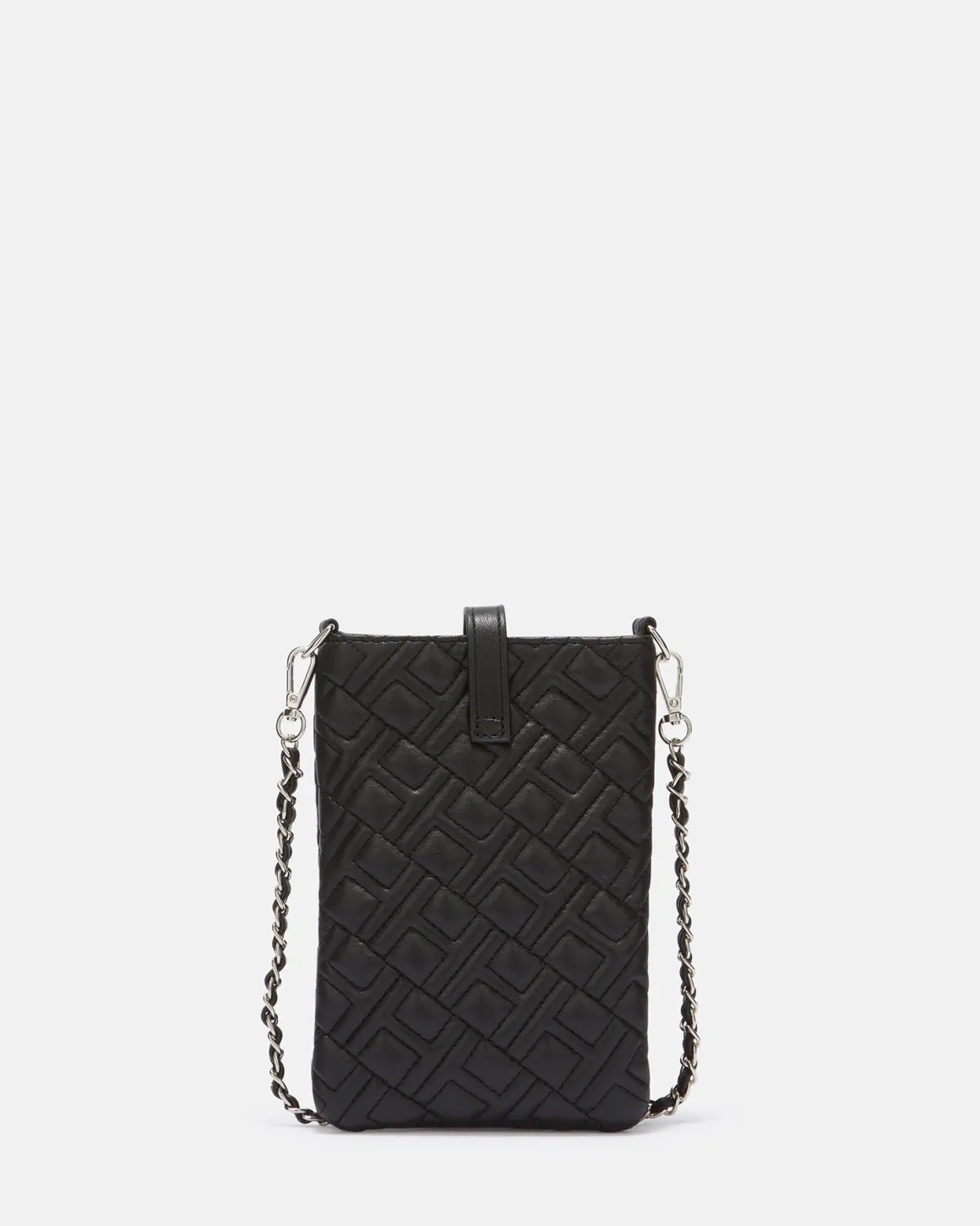 Black Quilted Mini Bag with Buckle and Chain Shoulder Strap