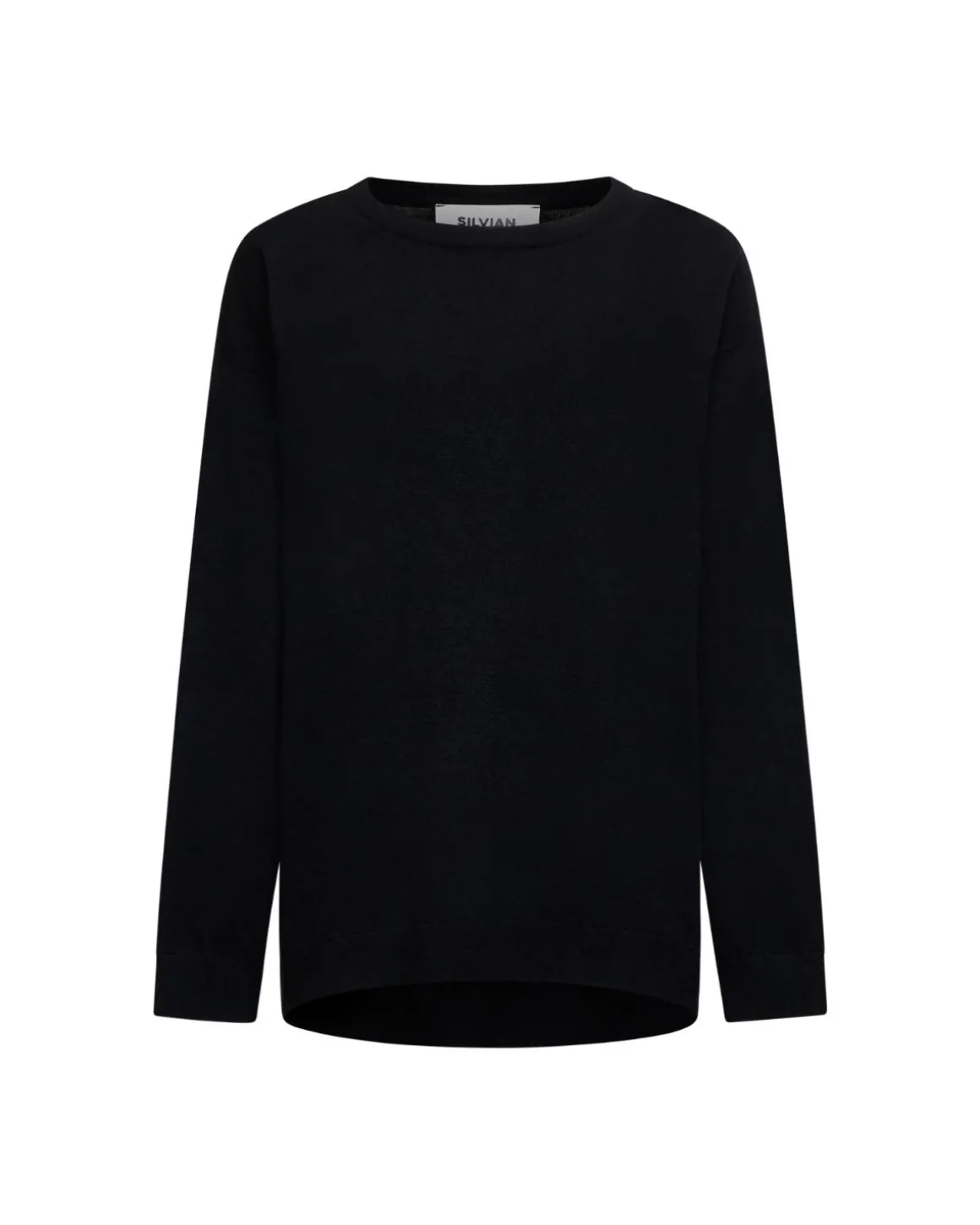 Black sweater with dropped hem