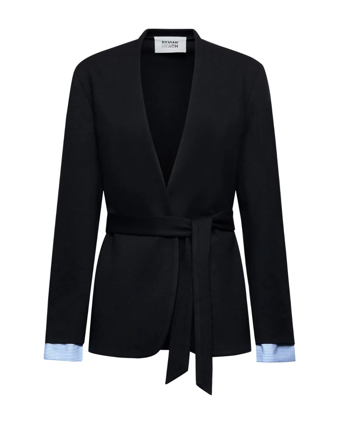 Blazer with belt and contrasting details