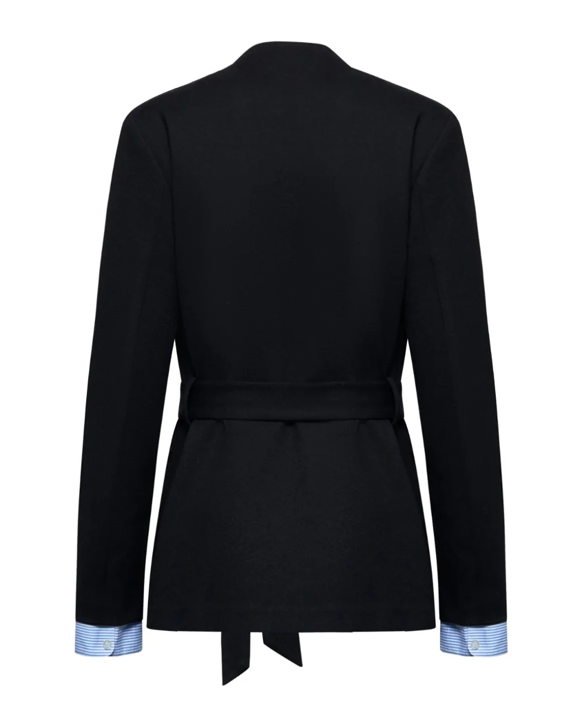 Blazer with belt and contrasting details