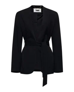 Blazer with knotted belt and shawl lapel
