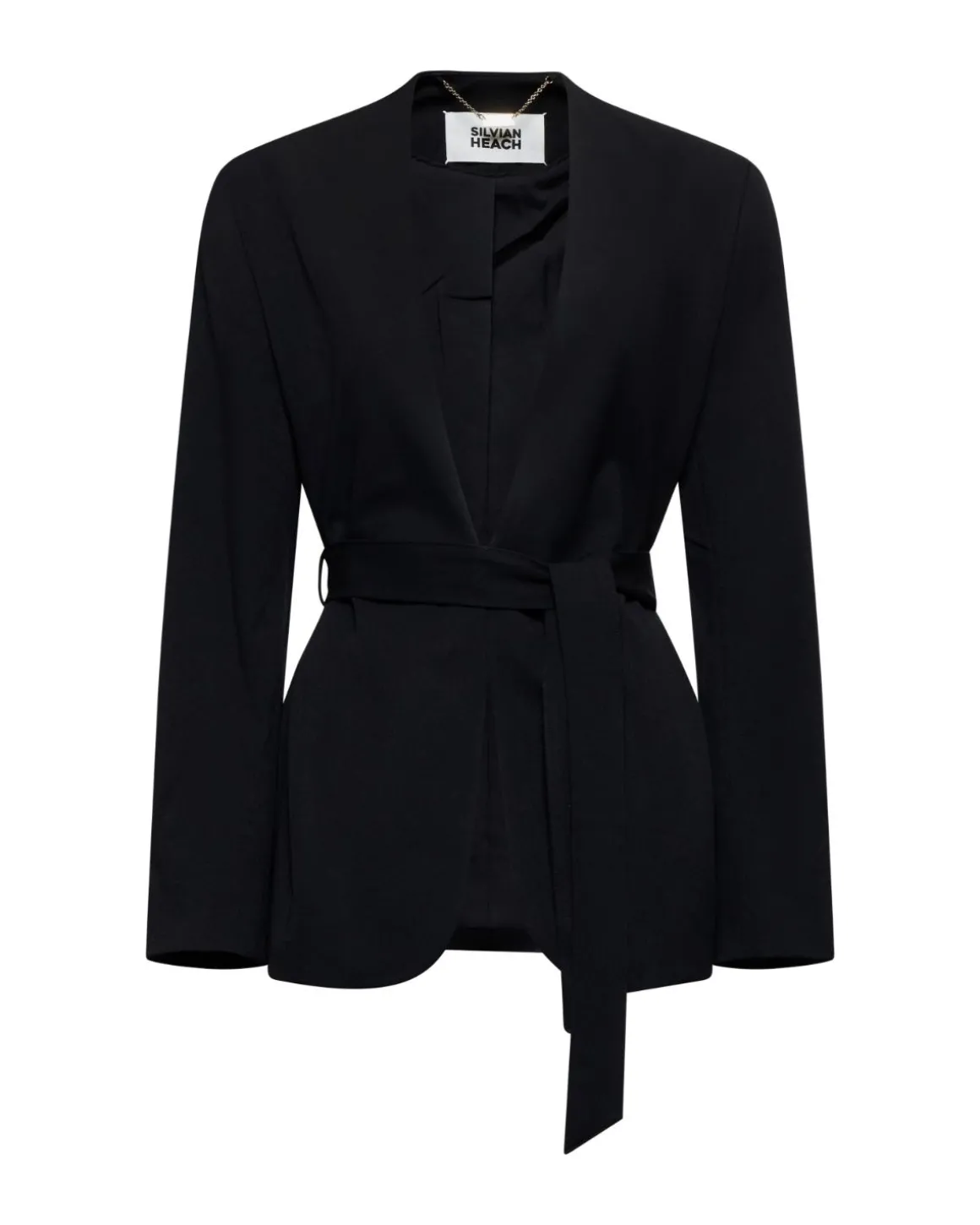 Blazer with knotted belt and shawl lapel