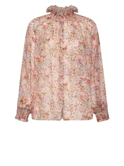 Blouse with floral print and romantic design