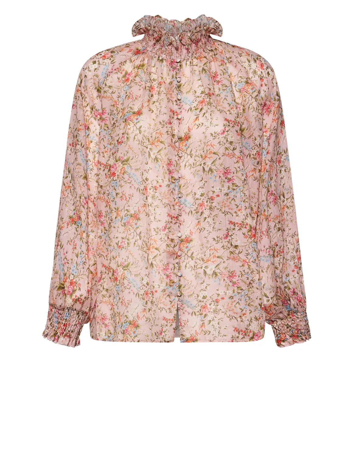 Blouse with floral print and romantic design
