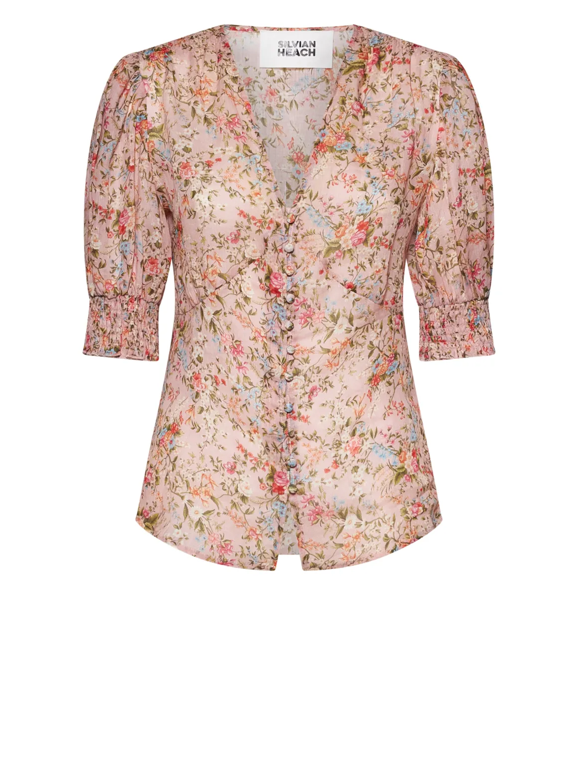 Blouse with floral print and crisscross design