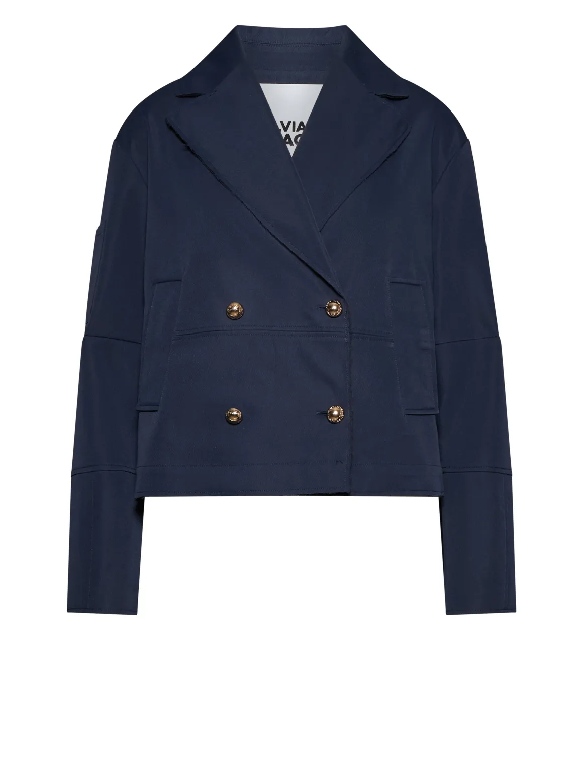 Blue Double-Breasted Jacket with Decorative Buttons