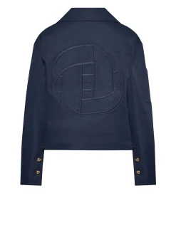 Blue Double-Breasted Jacket with Decorative Buttons
