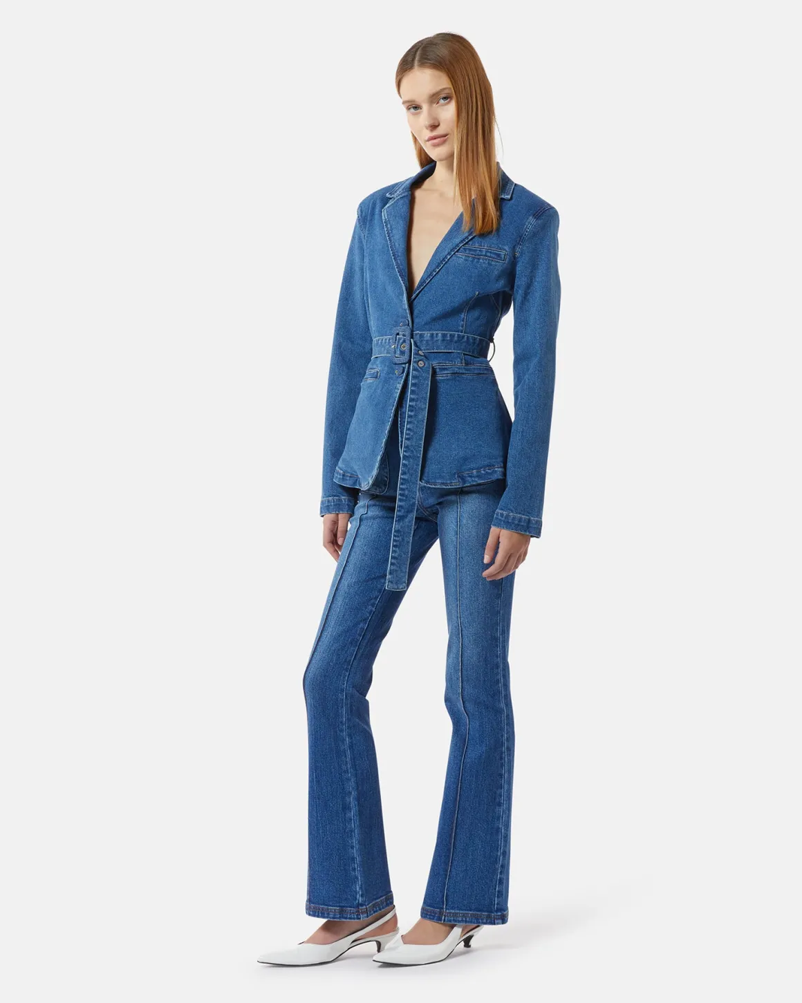 Bootcut jeans with visible seams
