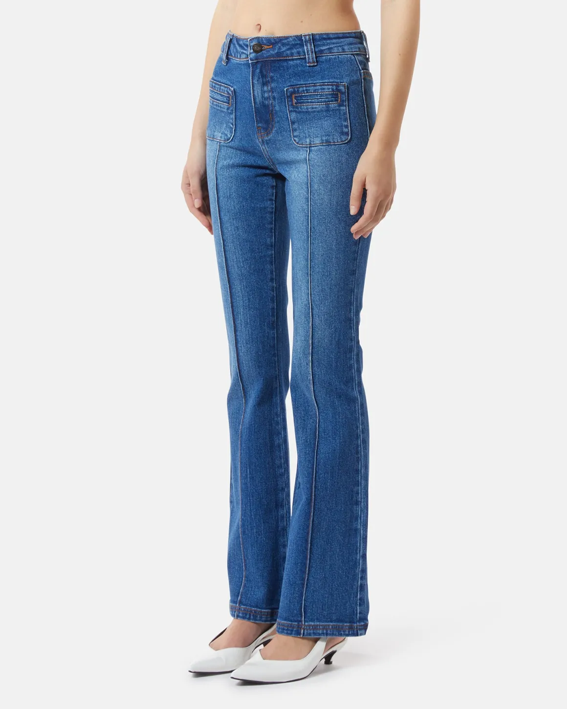 Bootcut jeans with visible seams