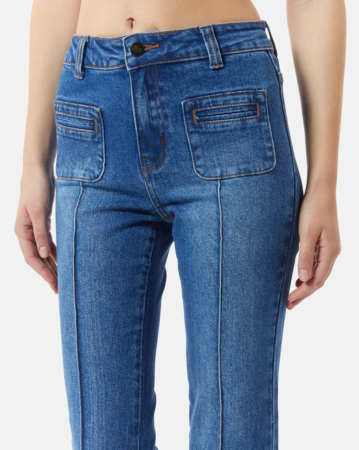 Bootcut jeans with visible seams