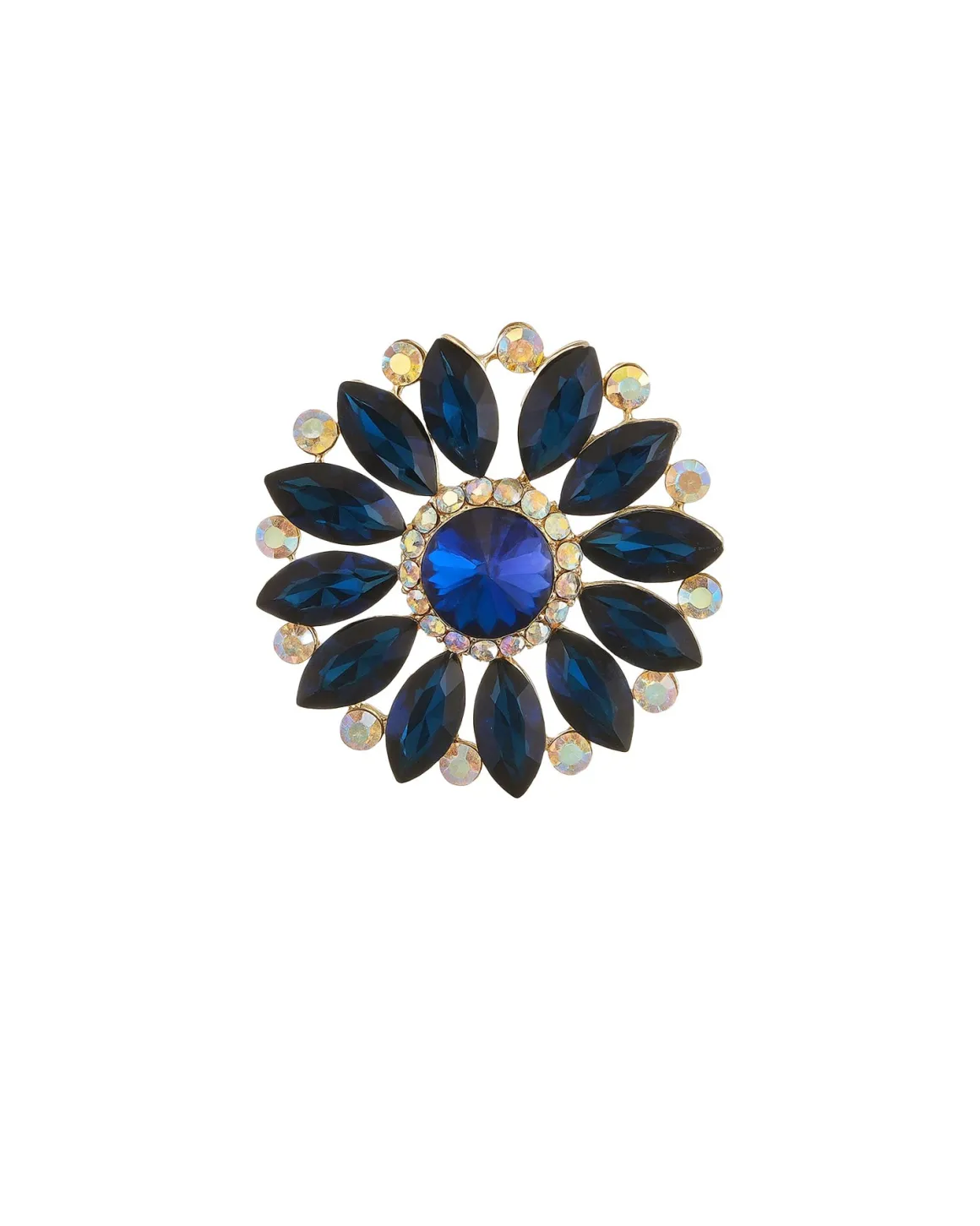 Brooch with central stone and radial floral design
