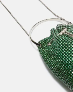 Bucket bag with rhinestones and handle