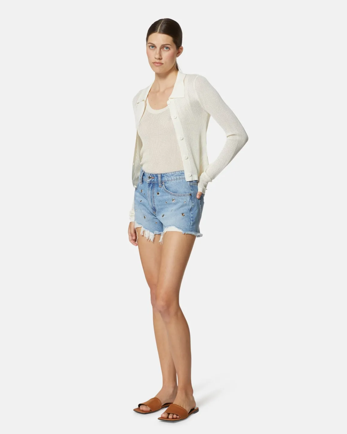 Cardigan in shirt with collar