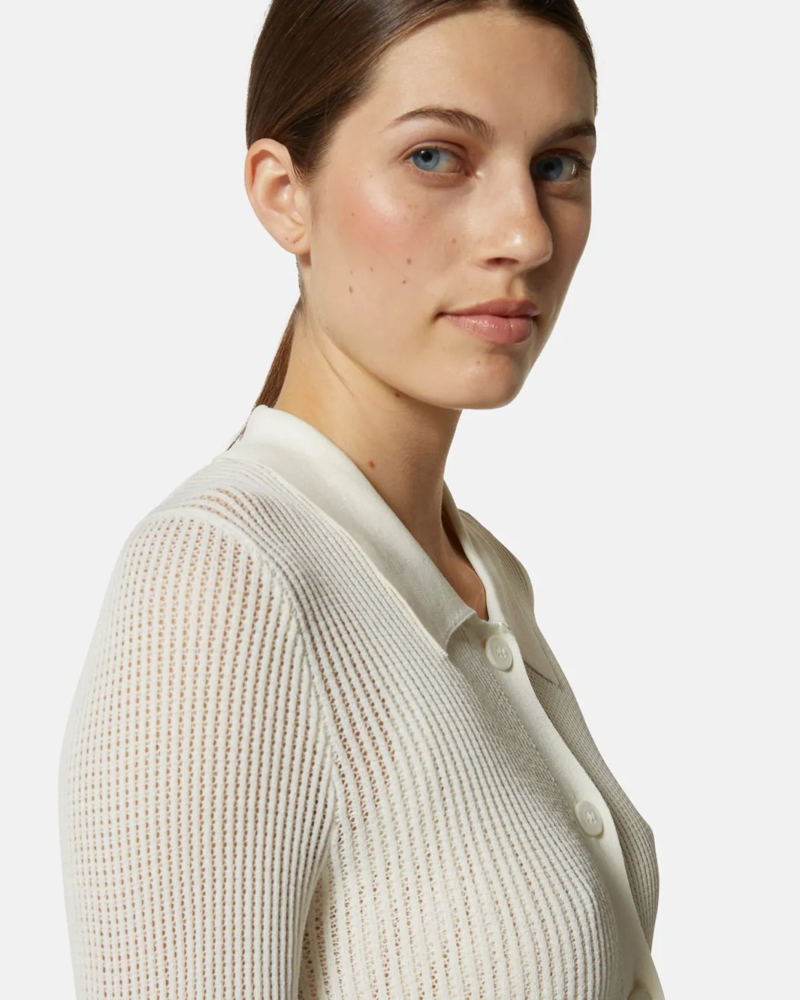 Cardigan in shirt with collar