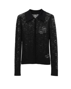 Cardigan with decorative transparencies