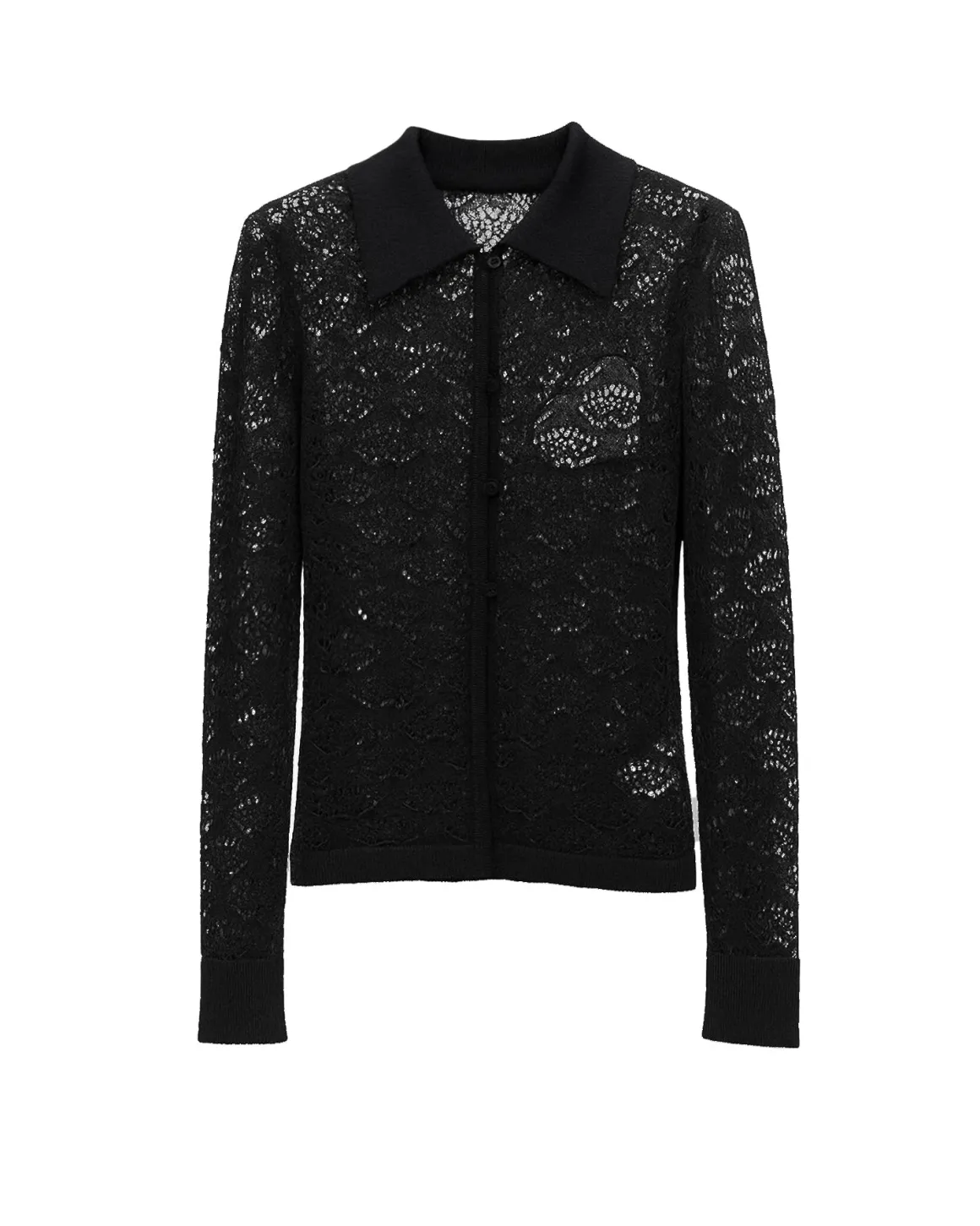 Cardigan with decorative transparencies