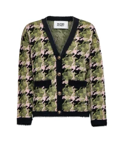 Cardigan with graphic design and decorative buttons