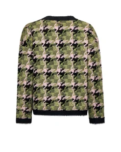 Cardigan with graphic design and decorative buttons