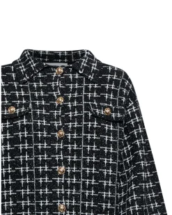 Cardigan with woven structure and voluminous sleeves