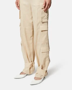 Cargo pants in linen with ankle detail