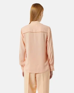 Chiffon blouse with flyats and perforated details