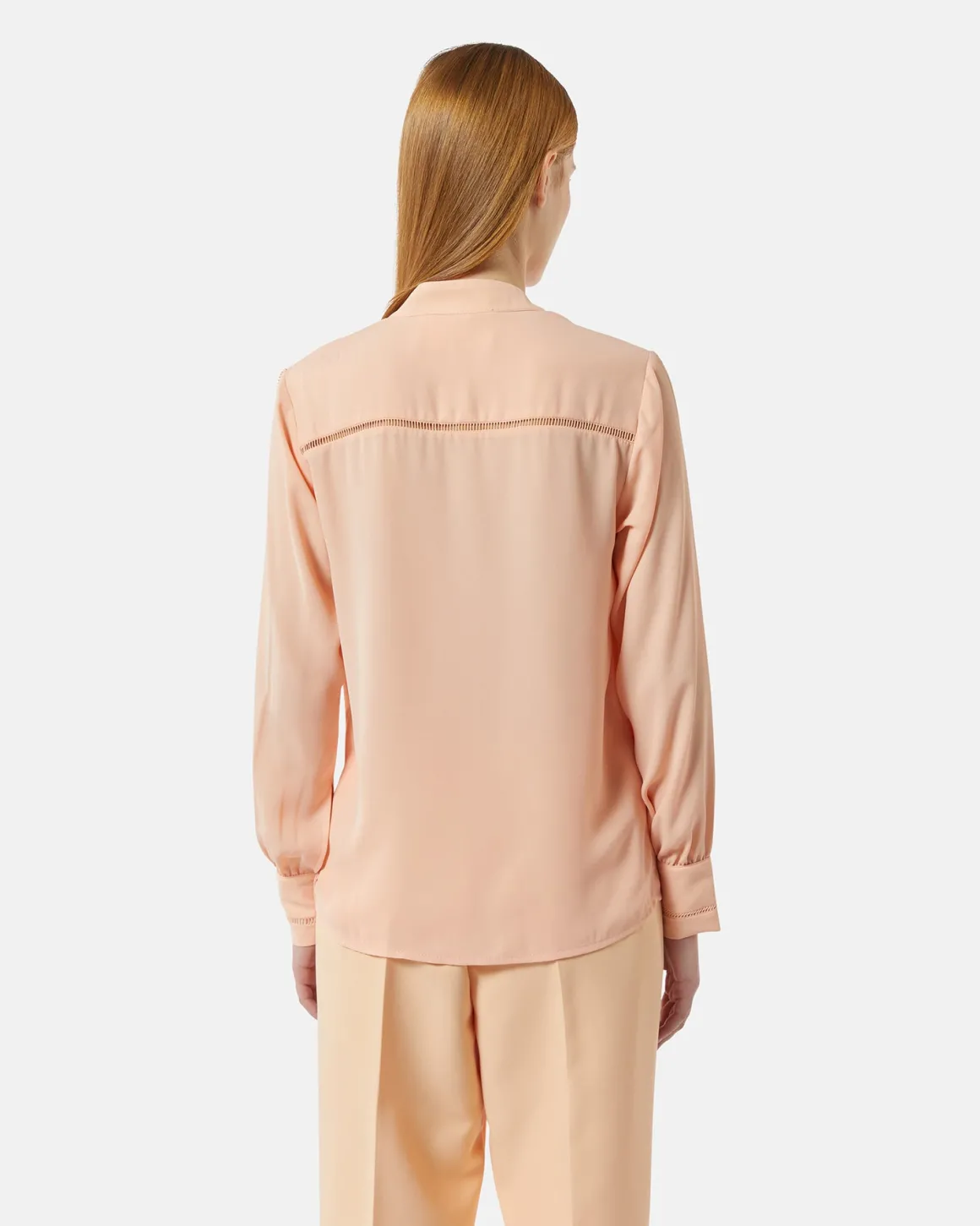 Chiffon blouse with flyats and perforated details