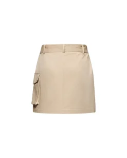 Cotton miniskirt with pierced embroidery and cargo pockets
