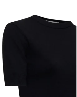 Crew neck sweater with short sleeves and logo