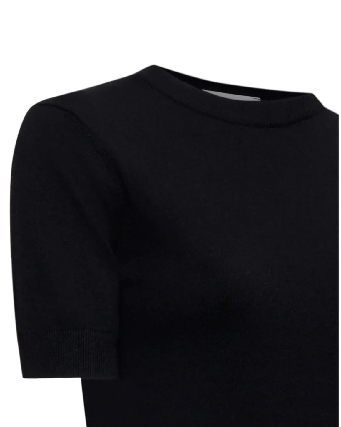 Crew neck sweater with short sleeves and logo