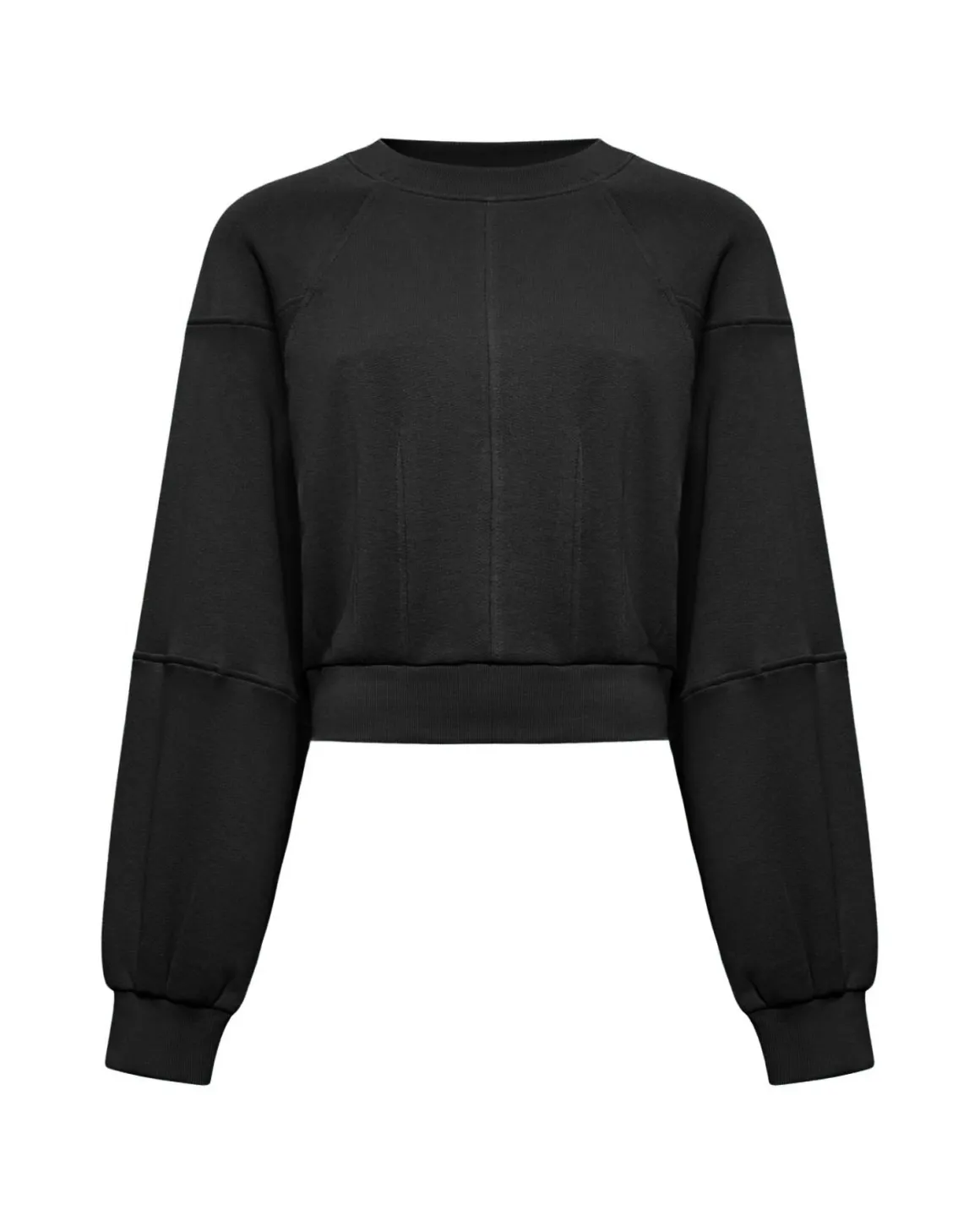 Cropped sweatshirt with balloon sleeves