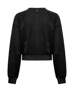 Cropped sweatshirt with balloon sleeves
