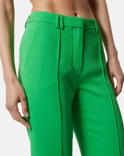 Cropped trousers with central fold