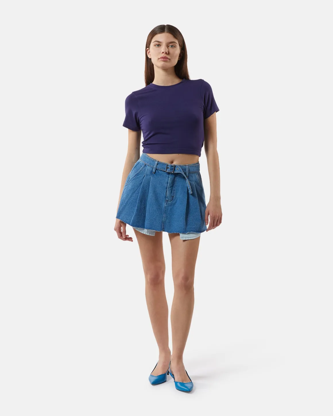 Cropped t-shirt in elastic cotton