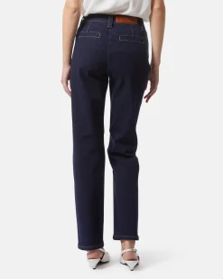 Dark denim jeans with jewel buttons