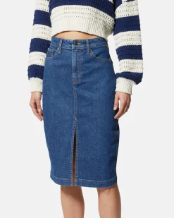 Denim skirt with slit