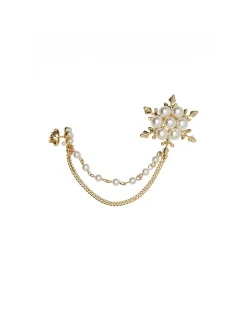 Double brooch with chain and floral composition