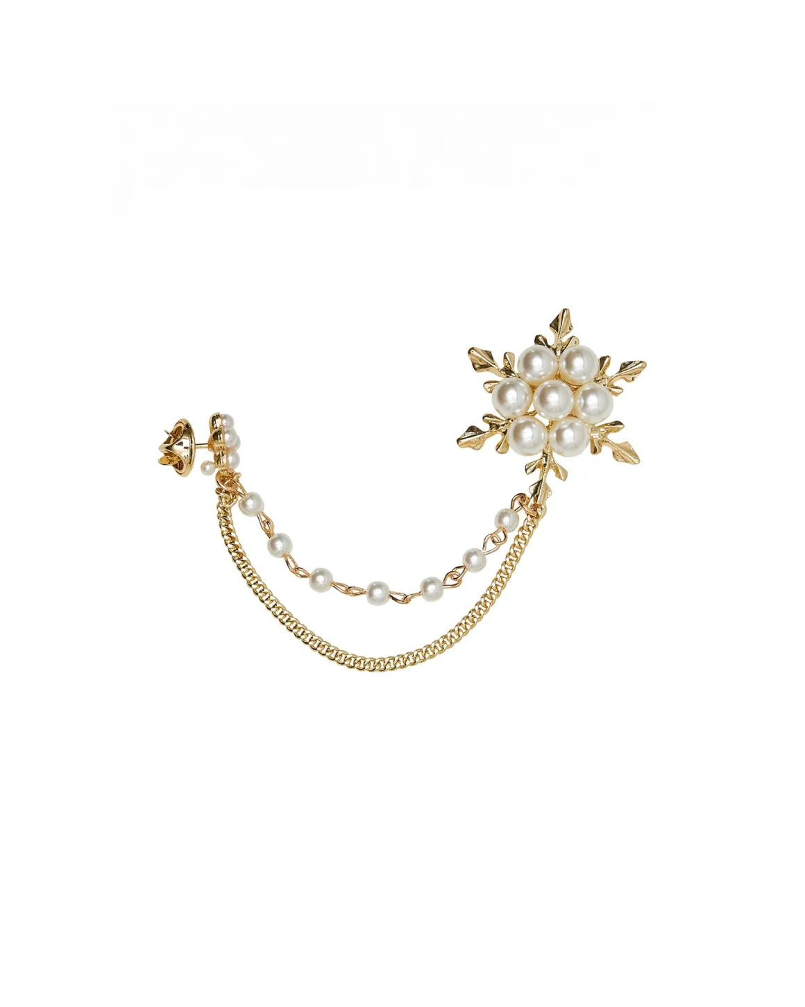 Double brooch with chain and floral composition