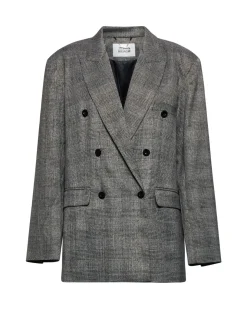 Double-breasted blazer in check pattern