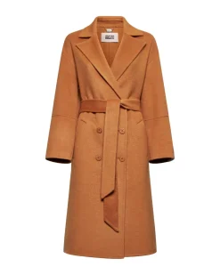 Double-breasted coat with belt
