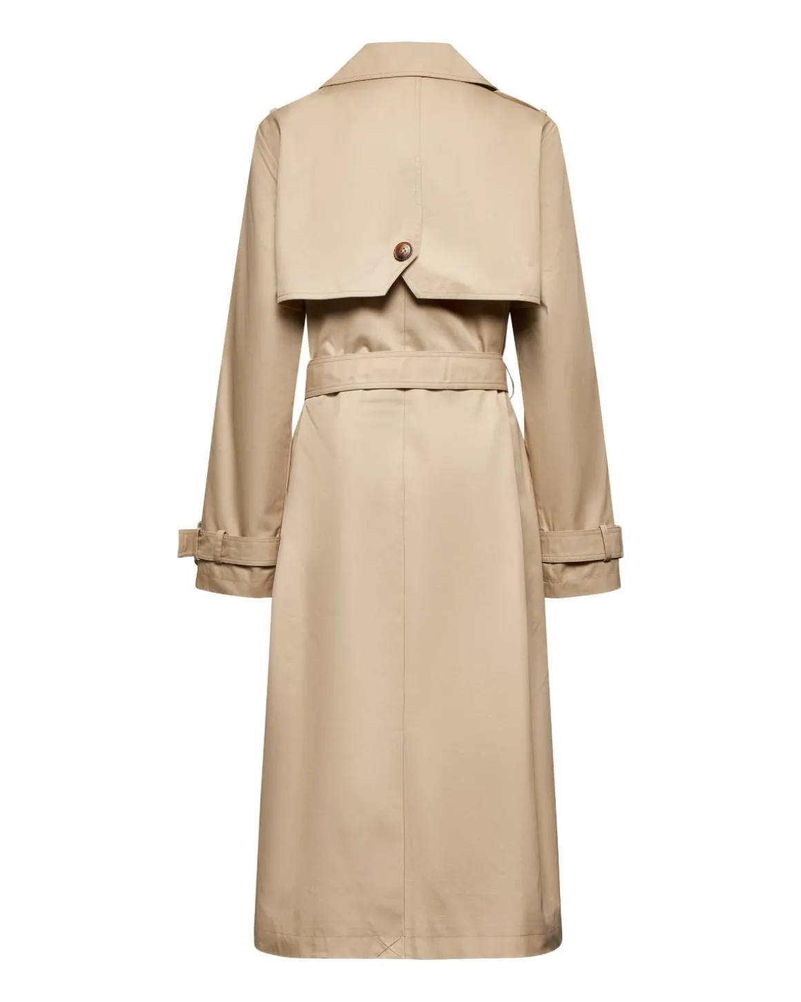 Double-breasted trench coat with belt at the waist