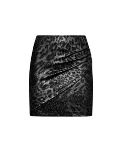 Draped mini skirt with animal print