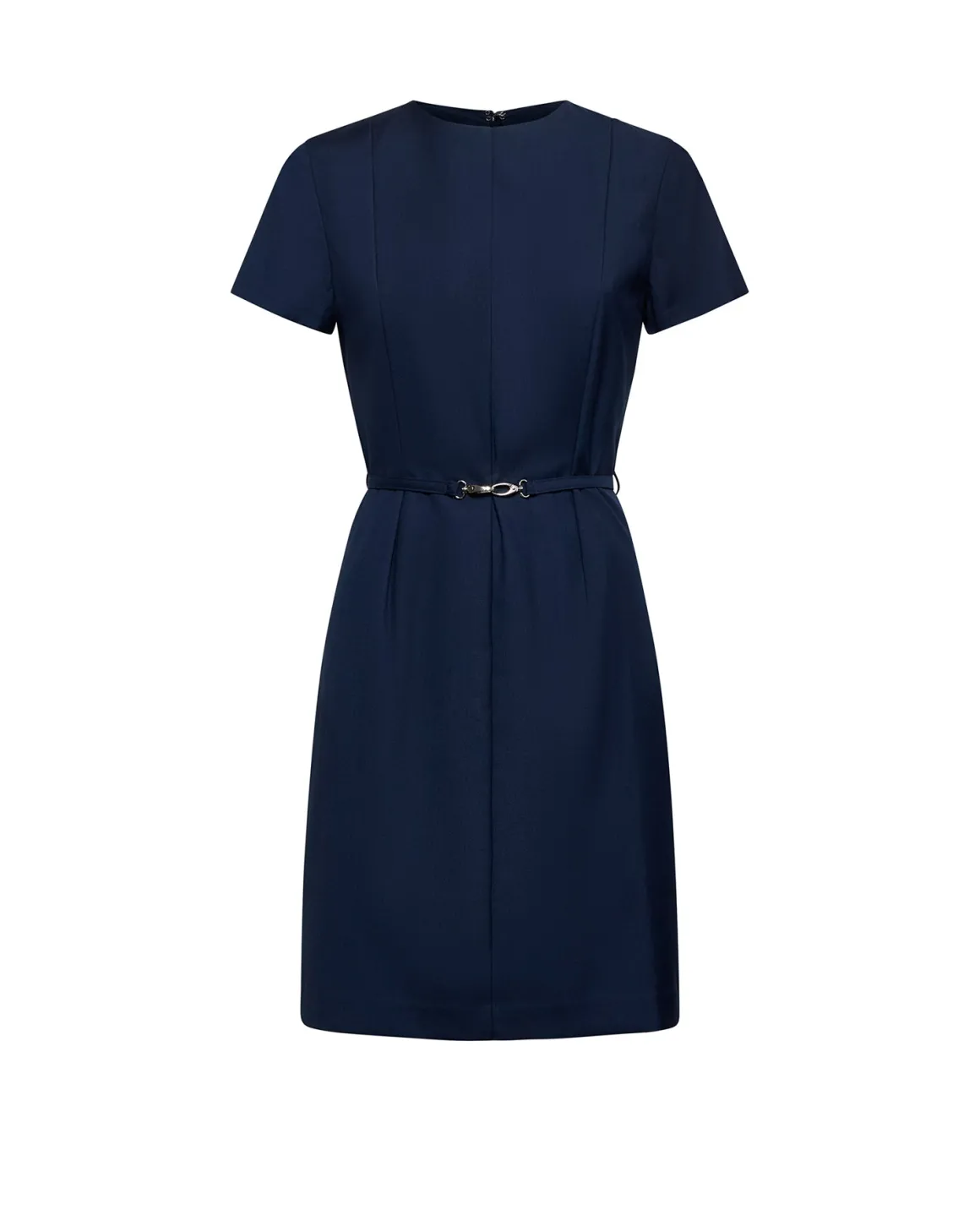 Dress with belt and essential cut