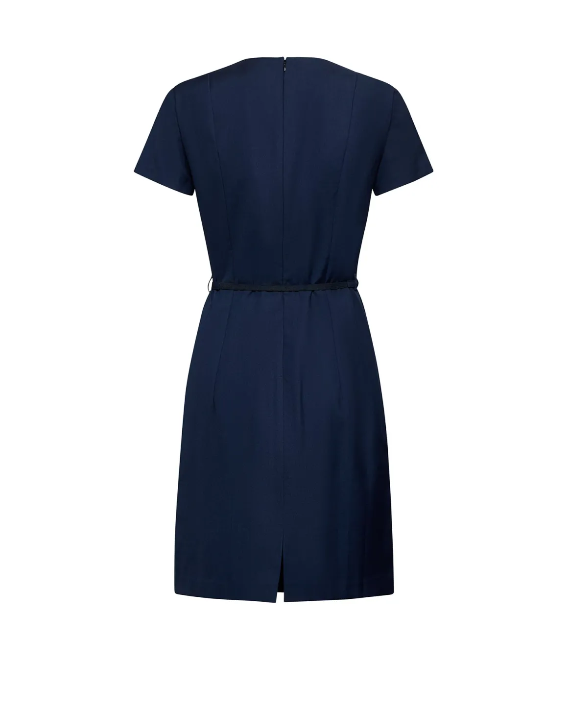 Dress with belt and essential cut
