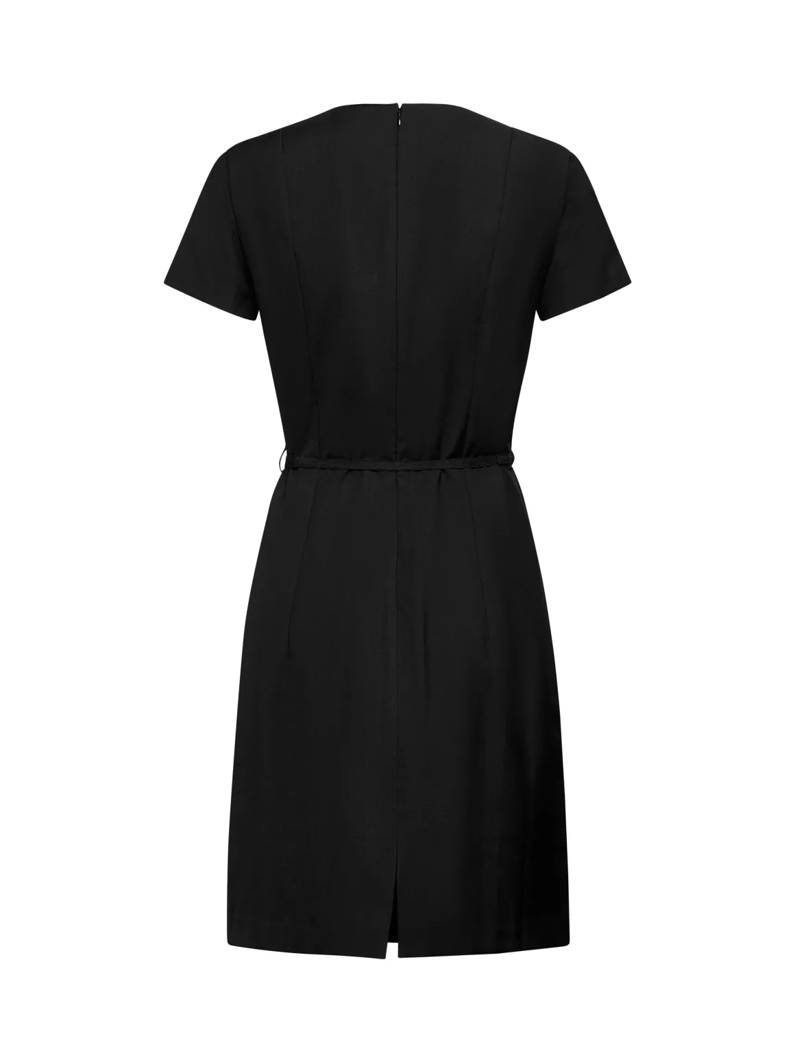 Dress with belt and essential cut