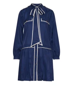Dress with bow at the neck and contrasting details