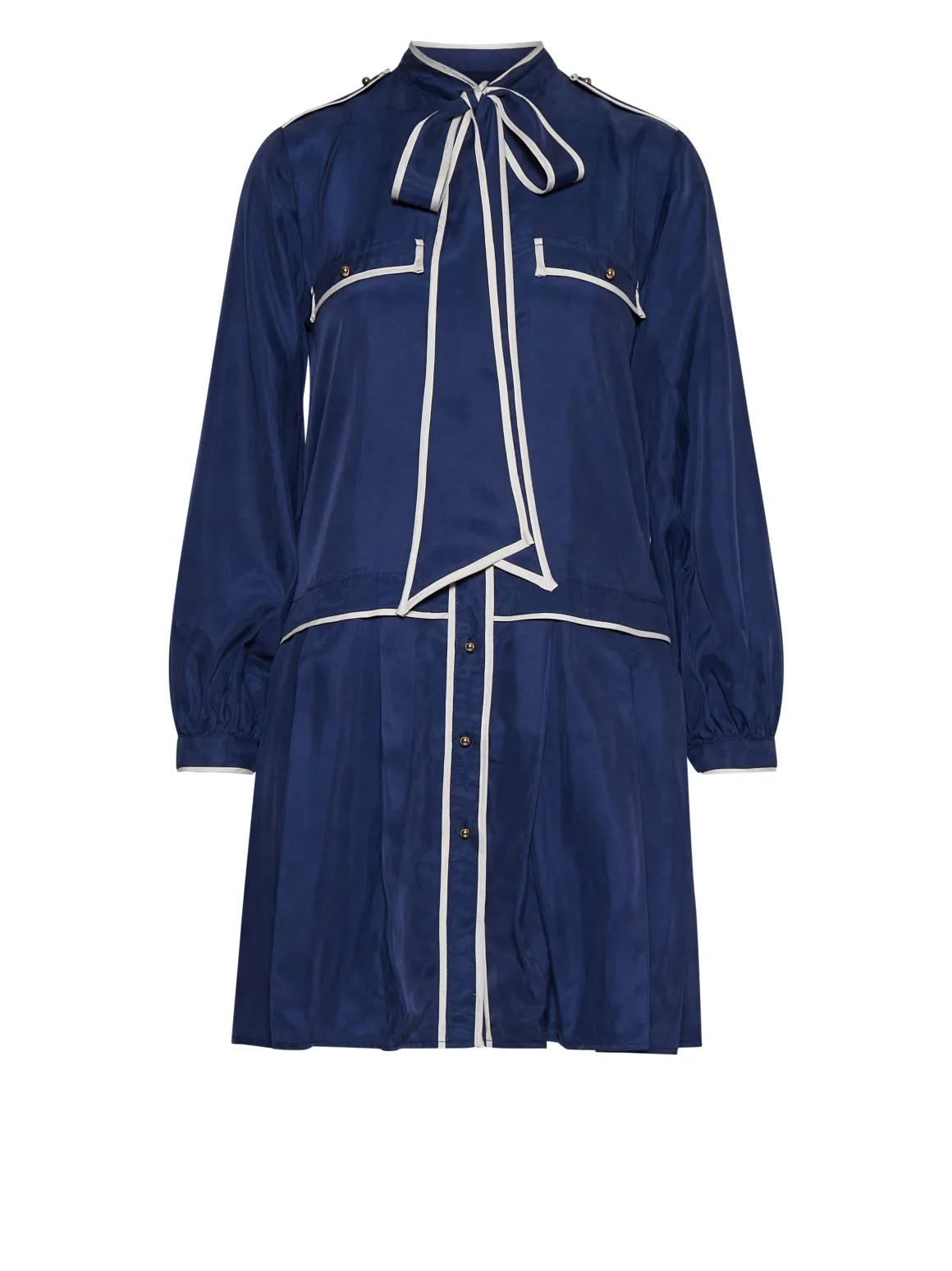 Dress with bow at the neck and contrasting details